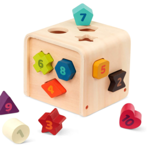 קוביית לימוד מעץ – מיון צעצוע ומספרים