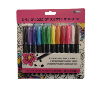 סט 12 טושים פרמננטים צבעוניים