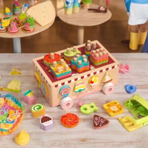 עגלת קינוח גלידה מעץ, צעצועי מיון צורות -מונטסורי