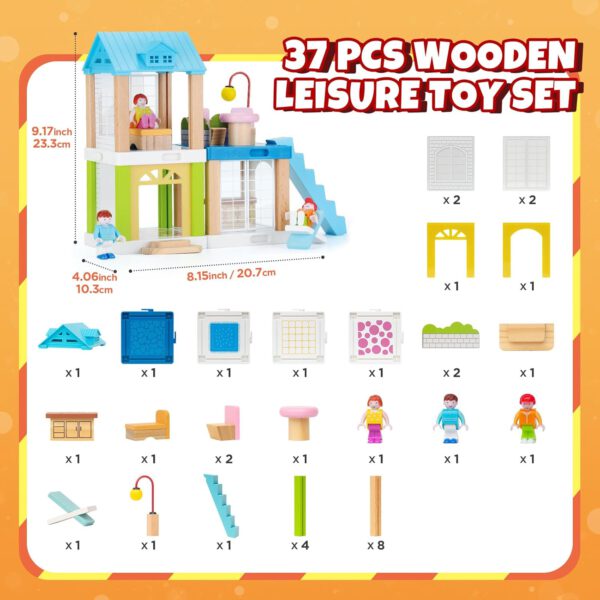 ⁦בית בובות קטן מעץ  37 חלקים - עשה זאת בעצמך⁩ – תמונה ⁦4⁩