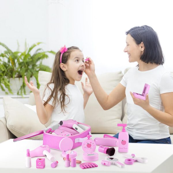 ⁦ערכת צעצועי איפור מעץ עיצוב שיער לבנות⁩ – תמונה ⁦4⁩