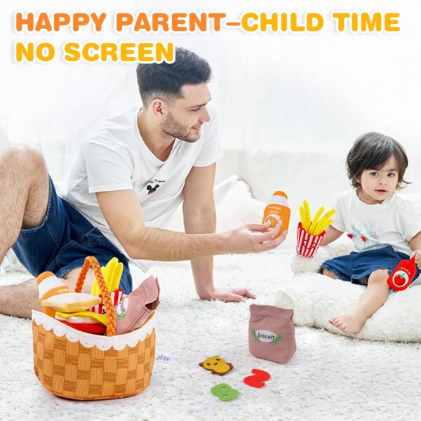 ⁦סל פיקניק מבד צעצועי מזון רכים מבד רך⁩ – תמונה ⁦3⁩
