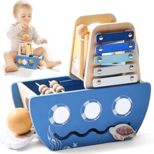 קוביית פעילות ספינה מעץ לתינוקות – מונטסורי