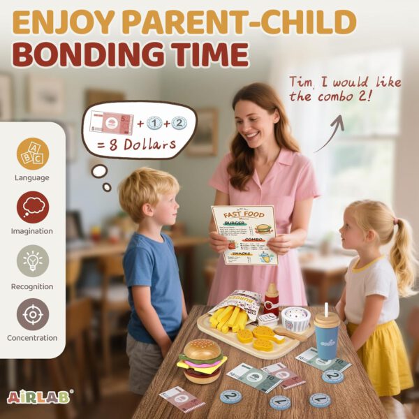 ⁦משחק מזון מעץ לילדים סט משחק העמדת פנים המבורגר צ'יפס⁩ – תמונה ⁦7⁩