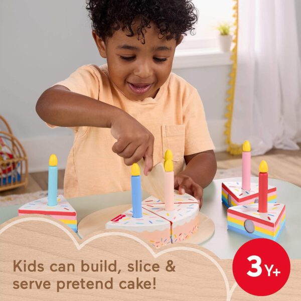 ⁦סט משחקי קישוט והגשה עוגה מעץ בן 14 חלקים של Fisher-Price⁩ – תמונה ⁦6⁩