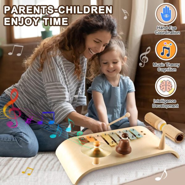 ⁦סט תופים לילדים כלי הקשה מעץ קסילופון לילדים⁩ – תמונה ⁦5⁩