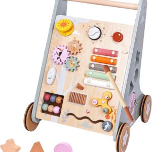 הליכון עם גלגלים + מרכז פעילות לתינוקות מעץ מונטסורי