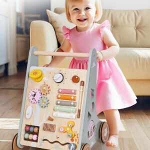 הליכון עם גלגלים + מרכז פעילות לתינוקות מעץ מונטסורי