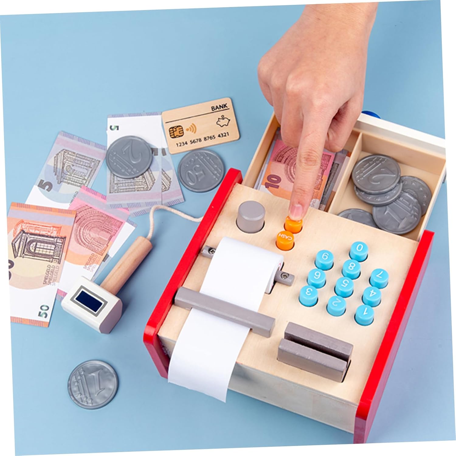 סט צעצוע קופה רושמת לילדים מעץ – תמונה 3