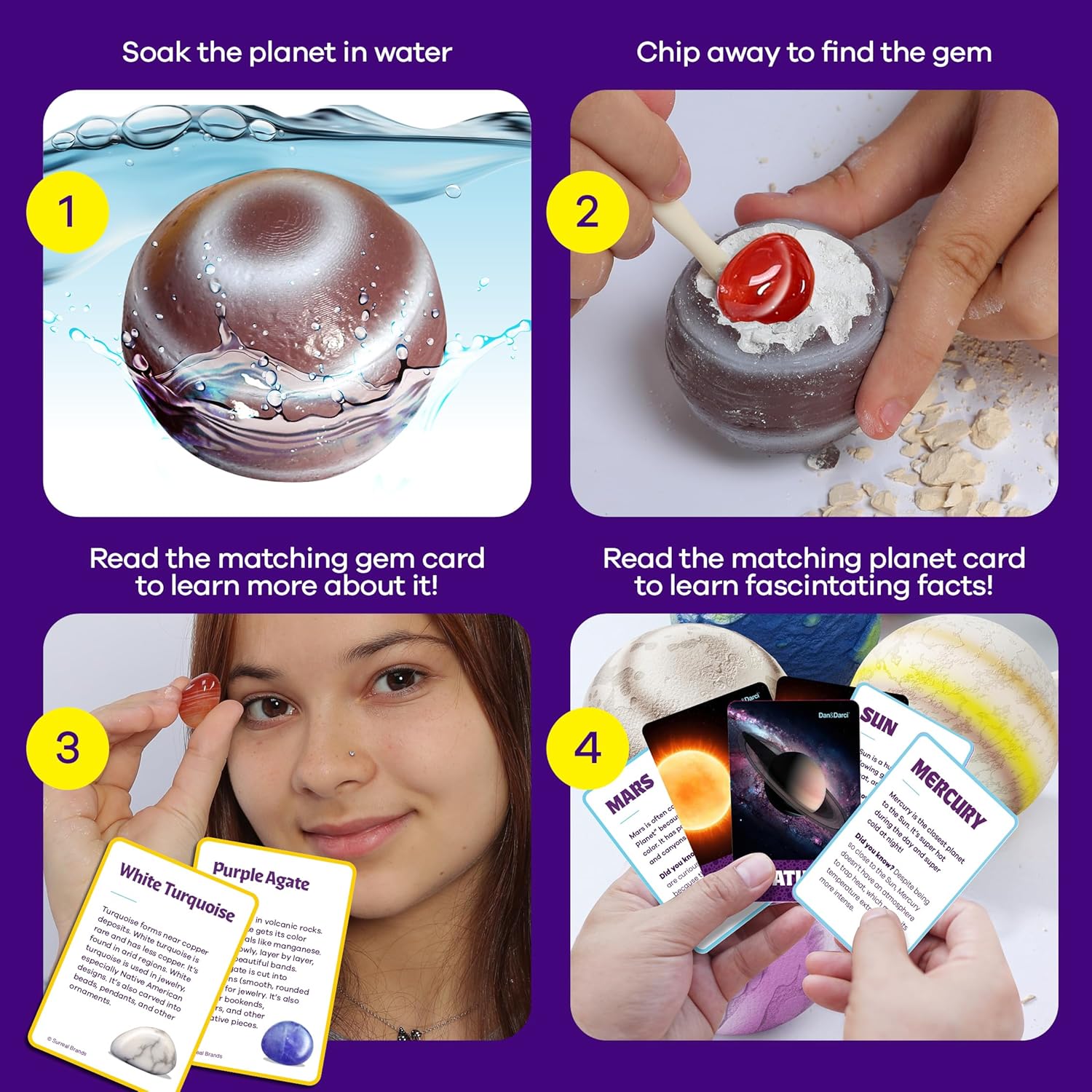 ערכת מדע וחפירת אבני חן גלקסיה לילדים – תמונה 4