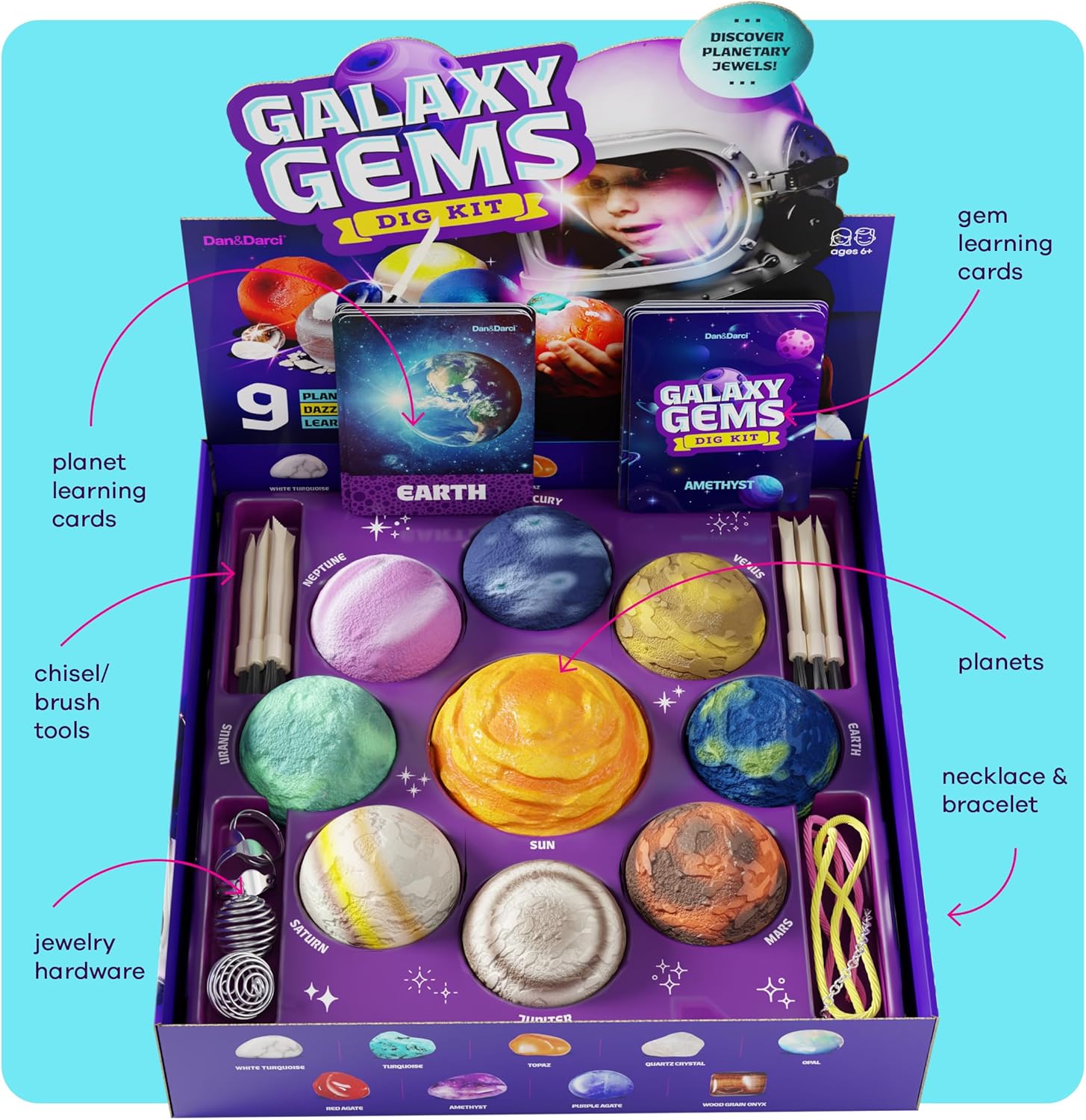 ערכת מדע וחפירת אבני חן גלקסיה לילדים – תמונה 7
