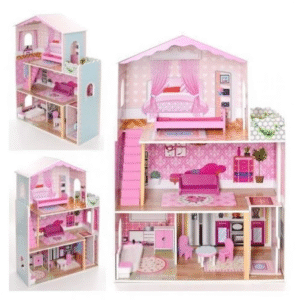 בית בובות איכותי מעץ – 8 אביזרים