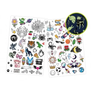 75 קעקועים זמניים נשטפים – זוהרים בחושך buki