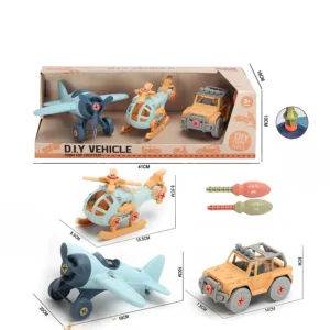 מארז רכבים להרכבה – מסוק, מטוס וג'יפ