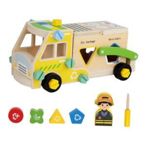 משאית אשפה מעץ+התאמת צורות