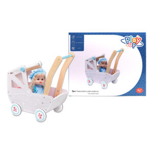 עגלה לבובה מעץ