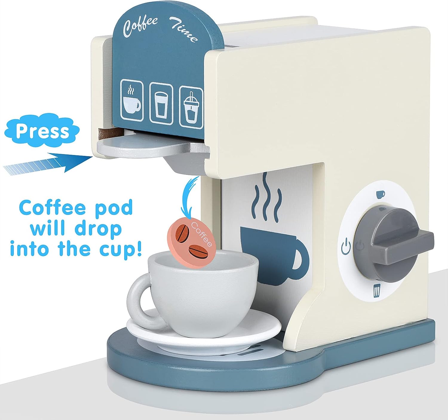 צעצוע מכונת קפה מעץ לילדים מכונת אספרסו – תמונה 5