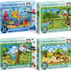 פאזלים לילדים 4 יחידות פאזל דינוזאור + חווה + יער חיות + אוקיינוס עולם