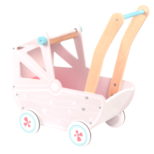 עגלה לבובה מעץ