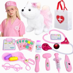 סט וטרינר לילדים 21 יחידות עם כלב קטיפה נובח