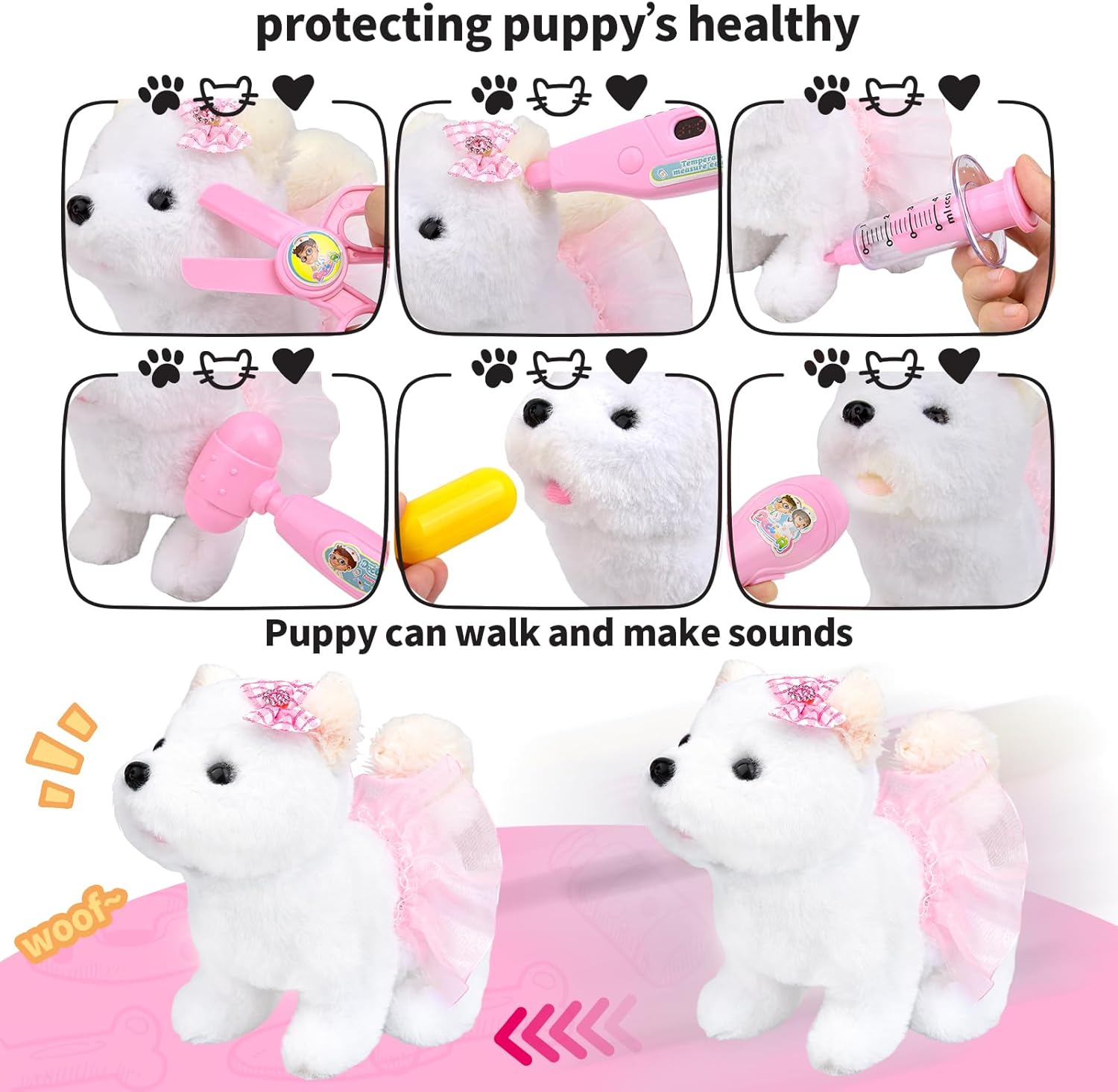 סט וטרינר לילדים 21 יחידות עם כלב קטיפה נובח – תמונה 4