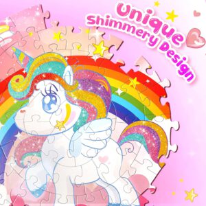 פאזל רצפה   מנגן מנצנץ לילדים – 70 חלקים גדולים "חד קרן"