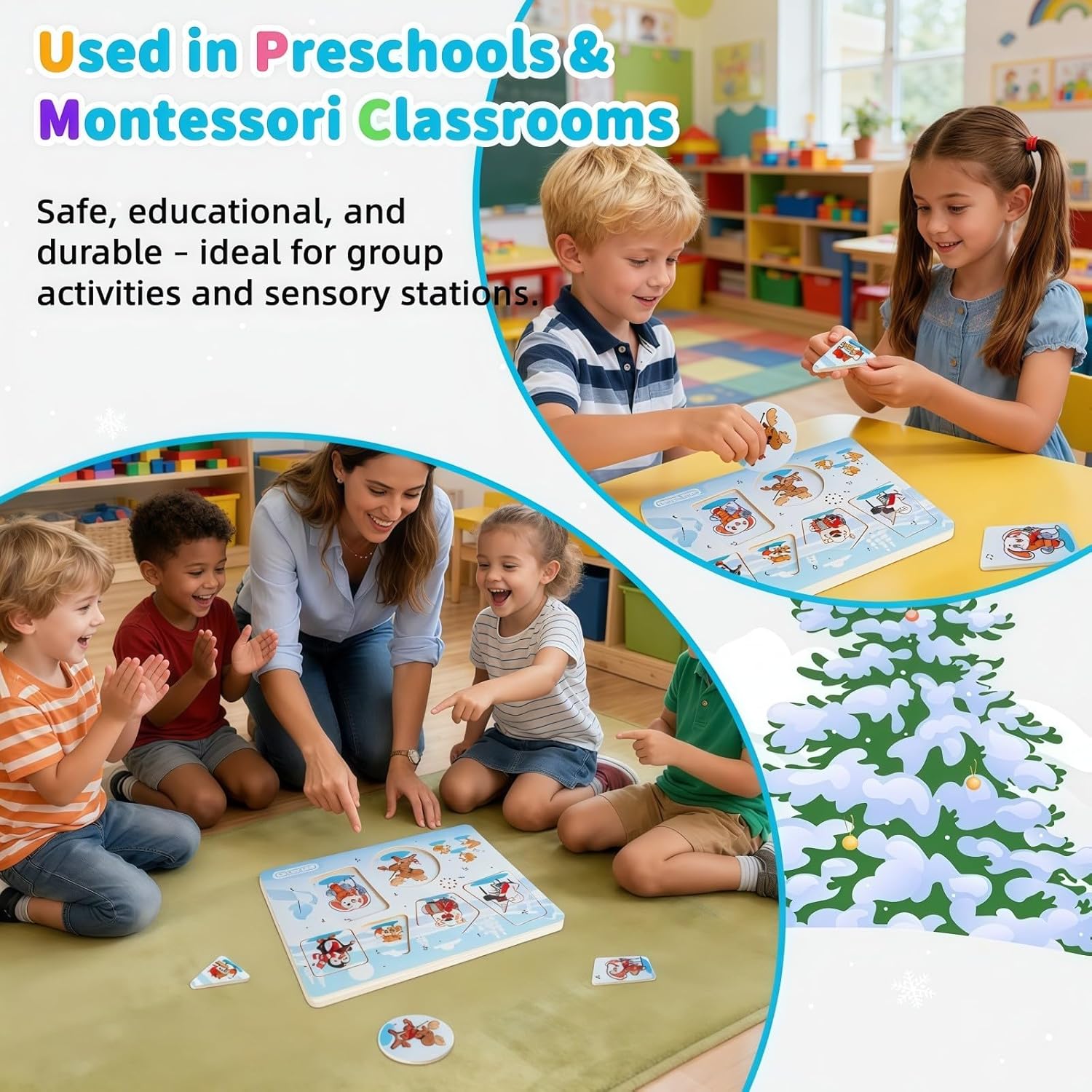 פאזל מעץ מוזיקלי עם 6 חיות ארקטיות מנגנים מוזיקת מוצרט – תמונה 7