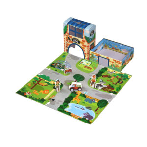 פאזל 16 חלקים+רכב מעץ– גן חיות