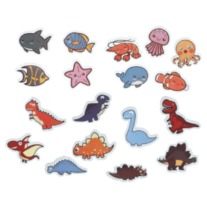 דמויות להדבקה באמבטיה – חיות ים ודינוזאורים