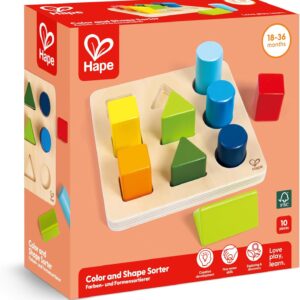 ממיין בלוקים מעץ צבע וצורה של Hape